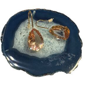 Elegant Morganite color Teardrop Crystal Earrings